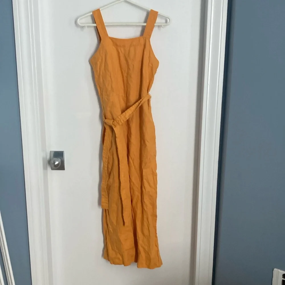 Everlane square neck linen jumpsuit size 2